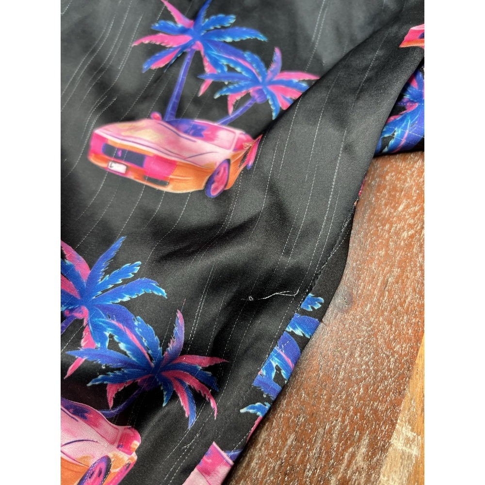 Dirty Weekend Pajamas Set Women's Size Medium‎ Satin LA Streetwear Ferrari Print - Picture 7 of 7